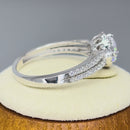 Solid 14K White Gold Round Cut Halo CZ Engagement Ring