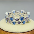 Sterling Silver Aqua Blue & Amethyst Elegant CZ Ring