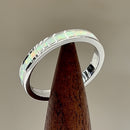 Sterling Silver Seamless White Lab Opal Ring