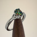 Sterling Silver Center Stone Charmed Black Lab Opal Ring