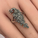 Sterling Silver Elegant Peacock Africa Garnet CZ Marcasite Ring