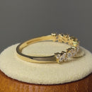 Solid 14K Yellow Gold Cluster Marquise & Round Clear CZ Ring