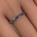 Sterling Silver Blue Lab Opal Marquise Inlay Ring