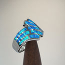Sterling Silver Crooked Lab Opal Ring