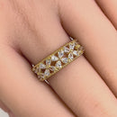 Solid 14K Yellow Gold Flower CZ Ring
