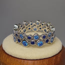 Sterling Silver Eternity Bubbles Aqua Blue Spinel CZ Ring