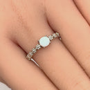 Sterling Silver Blue Lab Opal Floral Ring