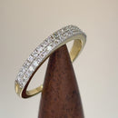 Solid 14K Yellow Gold 2 Row Half Eternity Pave Diamond Ring