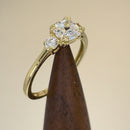 Solid 14K Yellow Gold Cushion Cut Triple CZ Engagement Ring