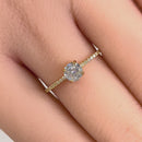 Solid 14K Yellow Gold Classic Round Clear CZ Engagement Ring