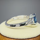 Sterling Silver Charmed Oval Light Blue CZ Ring