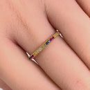 Solid 14K Yellow Gold Colorful CZ Ring