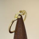 Solid 14K Gold Trendy Leaf CZ Ring