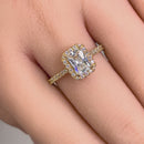 Solid 14K Yellow Gold Radiant Cut Halo CZ Engagement Ring