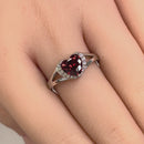 Sterling Silver Heart Shape Garnet CZ Ring