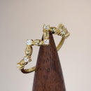 Solid 14K Gold Zig-Zag Clear CZ Ring