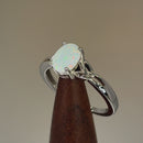 Sterling Silver Oval Celtic White Lab Opal Ring