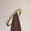 Solid 14K Yellow Gold Half Eternity Abstract Round CZ Ring