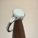 Sterling Silver Oval White Lab Opal CZ Ring