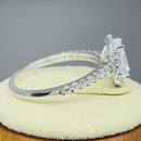 Solid 14K White Gold Radiant Cut Halo CZ Engagement Ring