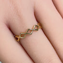 Solid 14K Yellow Gold Crossed Zig Zag Ring