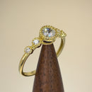 Solid 14K Yellow Gold Clear Five Round CZ Engagement Ring
