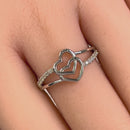 Sterling Silver Double Heart CZ Ring