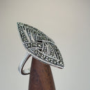 Sterling Silver Unique Marquise Marcasite Ring