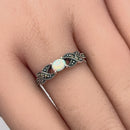 Sterling Silver Oval Opal Marcasite Ring