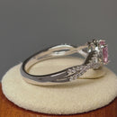 Sterling Silver Heart Halo Twist Pink CZ Ring