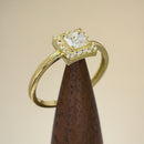 Solid 14K Yellow Gold Princess Cut Halo CZ Engagement Ring