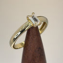 Solid 14K Yellow Gold Baguette Straight Cut CZ Engagement Ring