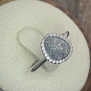 Sterling Silver Offset Oval Grey Galaxy CZ Ring