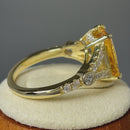 Sterling Silver Large Yellow Emerald Cut CZ Ring