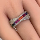 Sterling Silver Multicolor CZ Twist Ring