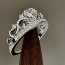 Sterling Silver Heart Crown Clear CZ Ring