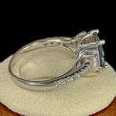 Sterling Silver Rectangular Rainbow Topaz CZ Ring