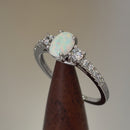 Sterling Silver Oval White Lab Opal CZ Ring