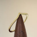 Solid 14K Yellow Gold Beaded Chevron Ring