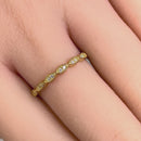 Solid 14K Yellow Gold Half Eternity Clear CZ Oval Ring