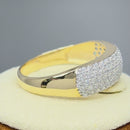 Solid 14K Yellow Gold & White Gold Plated Pave CZ Ring