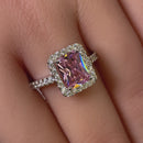 Sterling Silver Pink Halo CZ Ring