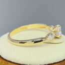 Solid 14K Yellow Gold Round & Marquise Cut CZ Engagement Ring