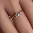 Solid 14K Yellow Gold Simple Princess Cut CZ Ring