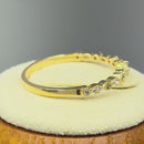 Solid 14K Yellow Gold Half Eternity Clear Round CZ Ring