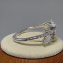 Sterling Silver Vine Leaves Iridescent Rainbow CZ Ring