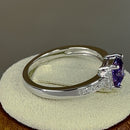 Sterling Silver Cushion Amethyst CZ Ring