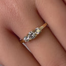 Solid 14K Yellow Gold Triple Round Cut CZ Engagement Ring