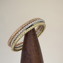 Solid 14K Yellow, Rose, & White Gold Rope Ring Set