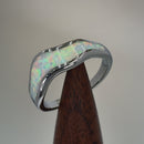 Sterling Silver White Lab Opal Abstract Wave Ring